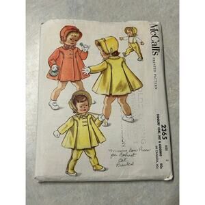 Vintage 1959 McCalls‎ Pattern #2365 Toddler Coat Hat Leggings Size 2